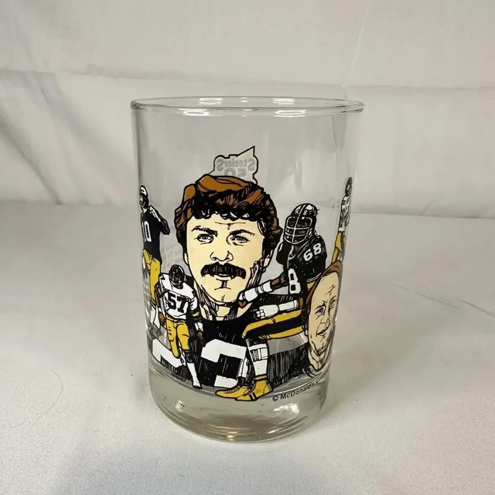 Set of (3) 1990 Pittsburgh Steelers McDonalds Hall of Fame Glass Set - EXC